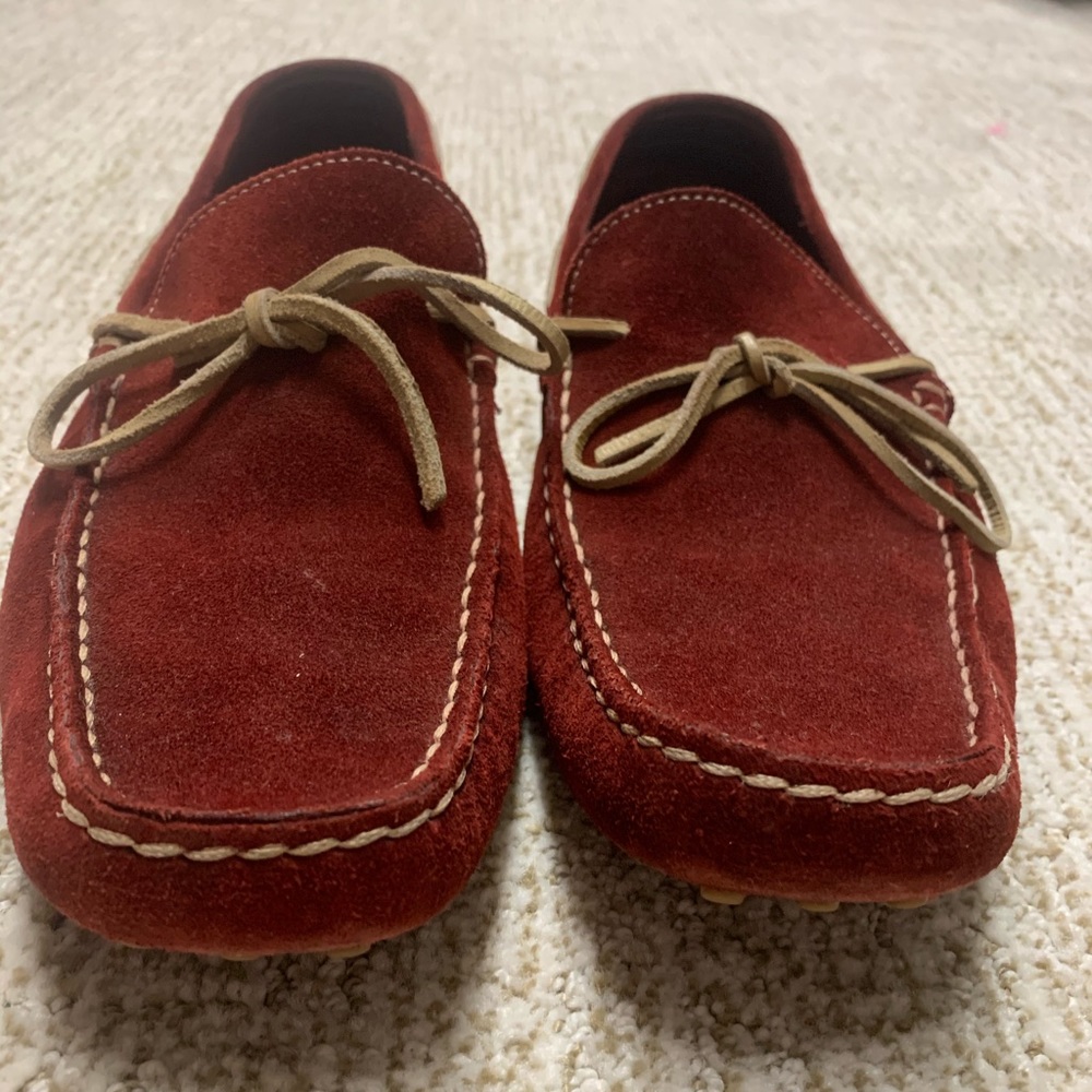 10 red suede loafers faconnable
